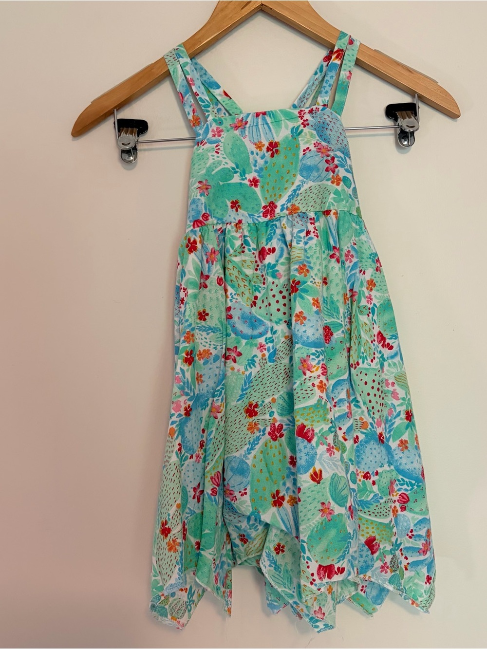 Tommy Bahama Toddler Floral Smocked Handkerchief Beach Dress Girl's Size 4T Blue